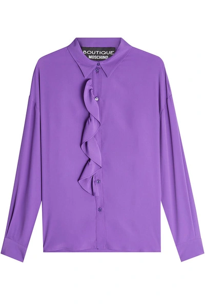 Boutique Moschino Flutter Trim Blouse With Silk In Purple
