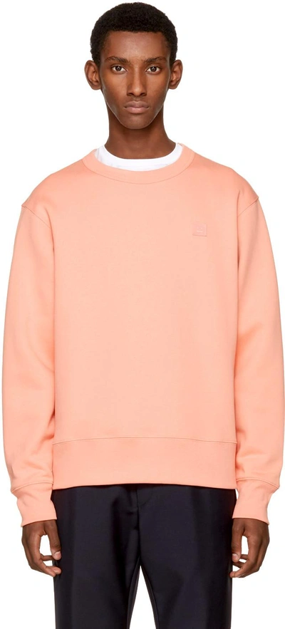 Shop Acne Studios Pink Fairview Face Sweatshirt In Pale Pink