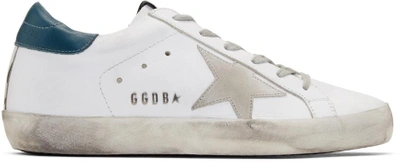 Shop Golden Goose White & Green Superstar Sneakers