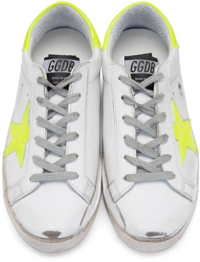 Shop Golden Goose White And Yellow Fluo Superstar Sneakers In White/yellow Fluo