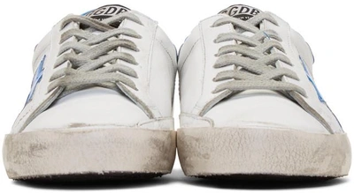 Shop Golden Goose White And Blue Fluo Superstar Sneakers In White/blue Fluo