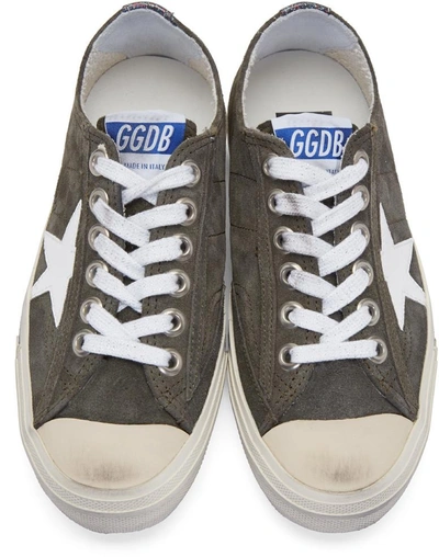 Shop Golden Goose Green And White V-star 2 Sneakers In Military Green/white