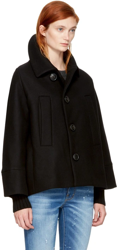 Shop Dsquared2 Black Wool Short Coat