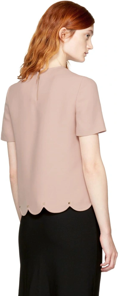 Shop Valentino Pink Scalloped Rockstud Blouse