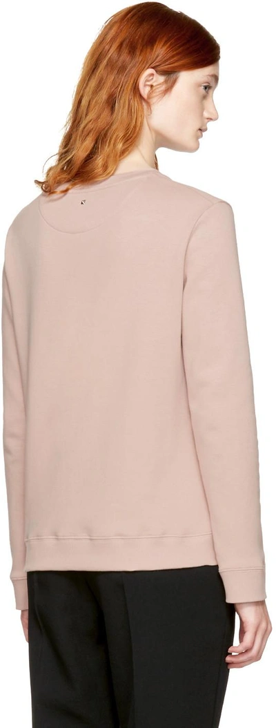 Shop Valentino Pink Scalloped Rockstud Sweatshirt