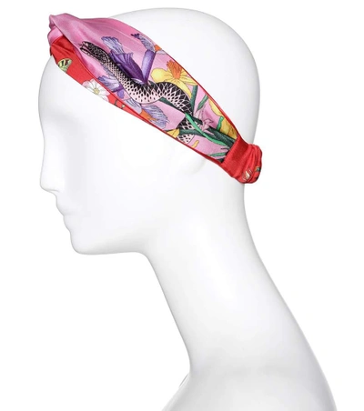 Shop Gucci Printed Silk Headband In Multicoloured