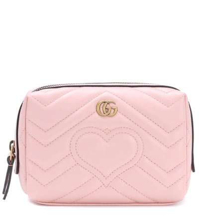 Gucci Gg Marmont Matelassé Leather Pouch In Perfect Piek