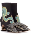 GUCCI EMBROIDERED SATIN ANKLE BOOTS,P00274690-1
