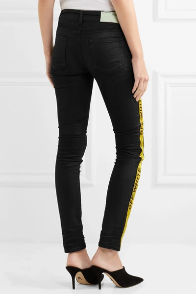 Shop Off-white Strap Coated Mid-rise Skinny Jeans