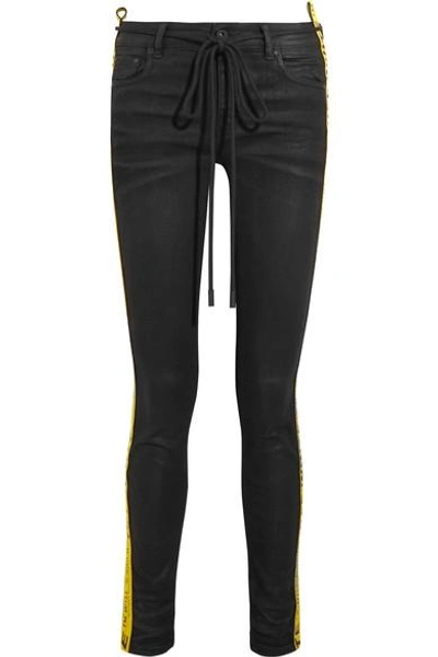 Shop Off-white Strap Coated Mid-rise Skinny Jeans