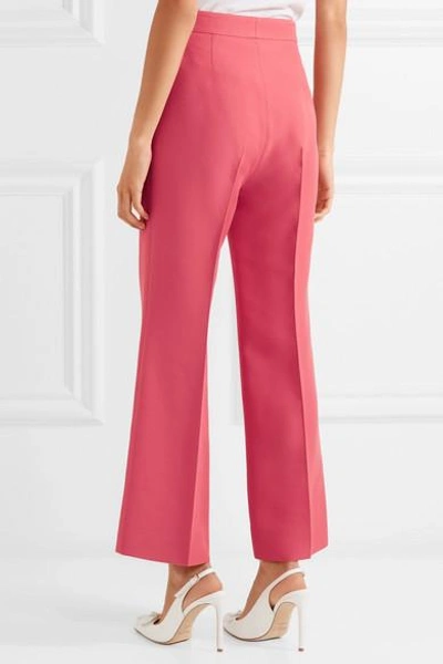 Shop Gucci Horsebit-detailed Wool And Silk-blend Wide-leg Pants