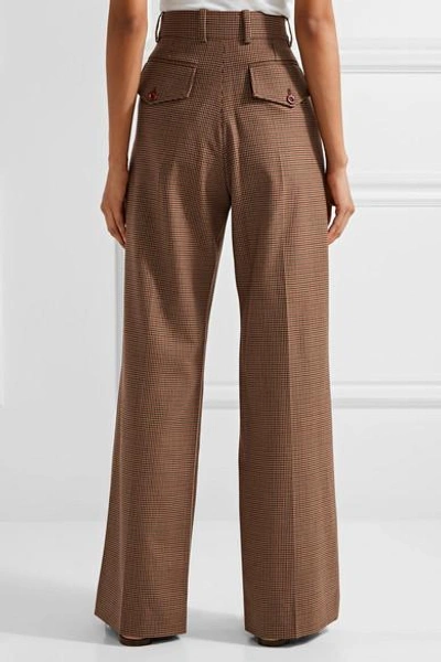 CHLOÉ CHECKED STRETCH-CADY WIDE-LEG PANTS 