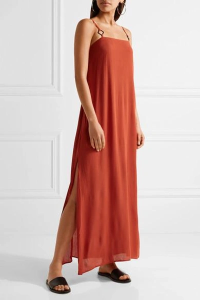 Shop Solid & Striped Staud Calico Crinkled Gauze Maxi Dress In Brick