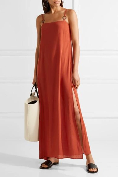 Shop Solid & Striped Staud Calico Crinkled Gauze Maxi Dress In Brick