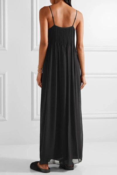 Shop Vince Pintucked Silk-chiffon Maxi Dress