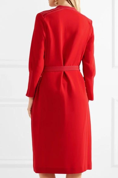 Shop Joseph Grace Belted Crepe Dress In Red