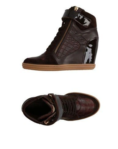 Shop Hogan Rebel Sneakers In Dark Brown