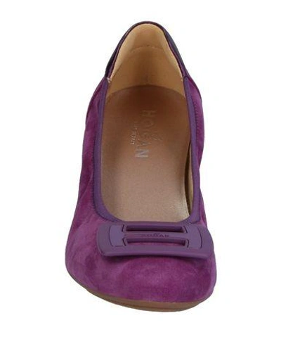Shop Hogan Ballet Flats In Purple