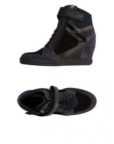 Shop Hogan Rebel Sneakers In Dark Purple