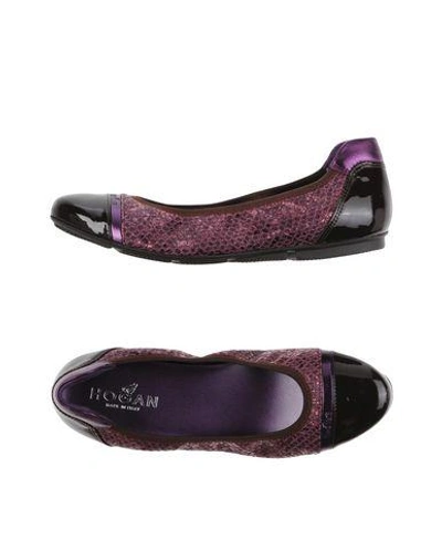 Shop Hogan Ballet Flats In Purple