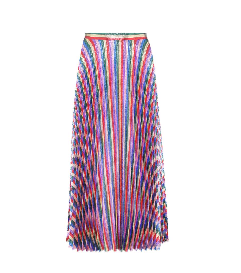 Gucci Striped Silk-blend Lamé Skirt In Multicolor | ModeSens