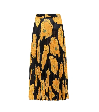 Gucci Poppy-print Pleated Midi Skirt In Multicoloured