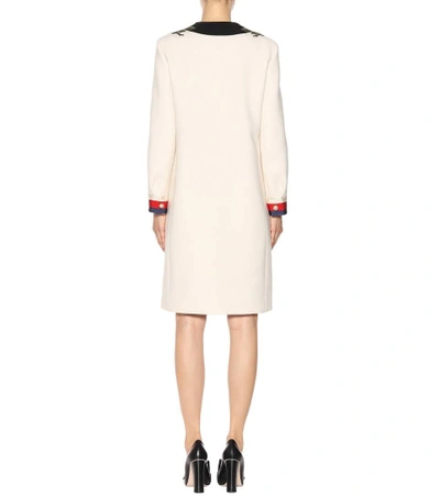 Shop Gucci Embroidered Wool Coat In White