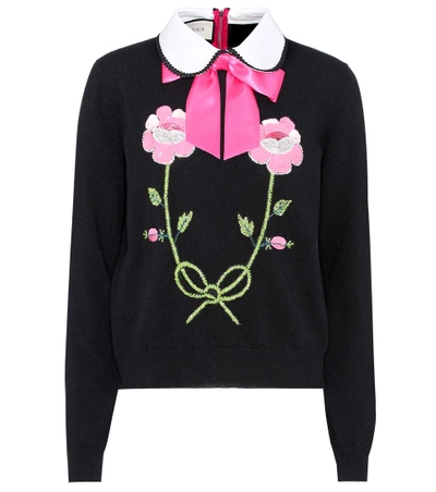 Gucci Embroidered Wool & Cashmere Cropped Jumper