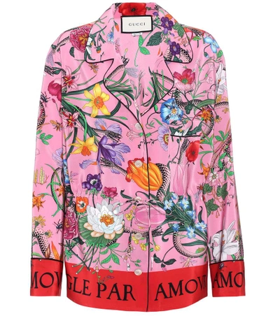 Shop Gucci Printed Silk Shirt In Multicoloured