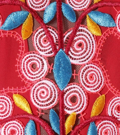 Shop Peter Pilotto Embroidered Silk Maxi Dress In Piek