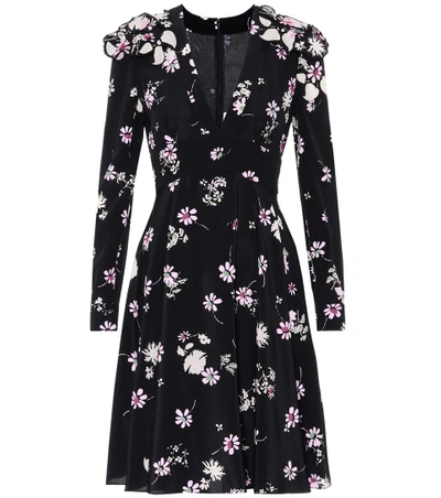 Valentino Floral-printed Silk Dress In Black