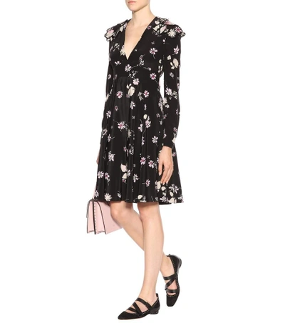 Shop Valentino Floral-printed Silk Dress In Eero