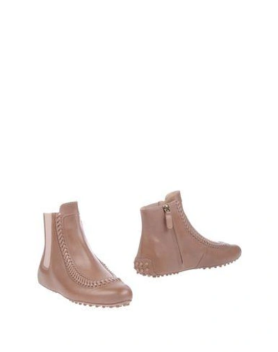 Shop Tod's Woman Ankle Boots Blush Size 5 Leather, Elastic Fibres In Pink