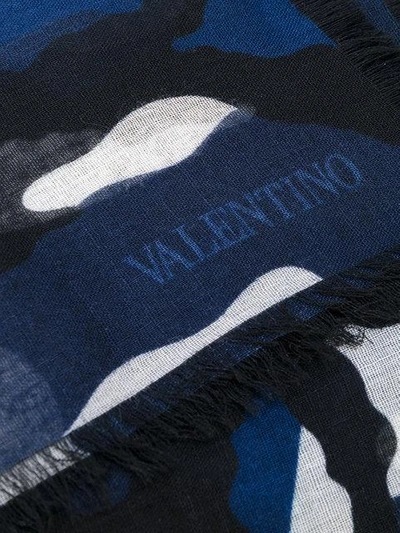 Shop Valentino Camouflage-print Scarf - Blue