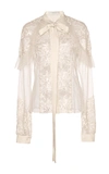ELIE SAAB TULLE AND LACE PUSSY-BOW BLOUSE,9188MO