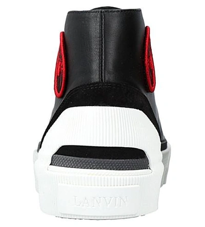 Shop Lanvin Spider Mid-top Leather Trainers In Black