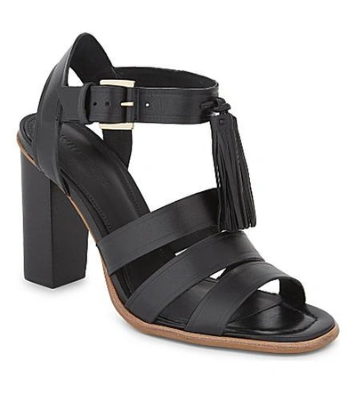 Shop Whistles Maida Leather Tassel Heeled Sandals In Black