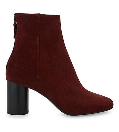Sandro Sacha Suede Heel Ankle Boots In Burgundy | ModeSens
