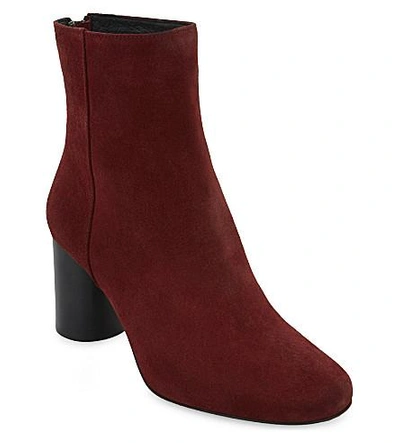 Shop Sandro Sacha Suede Heel Ankle Boots In Burgundy