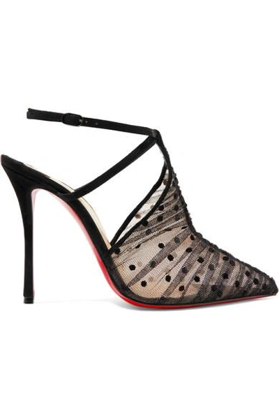 Shop Christian Louboutin Acide Lace 100 Flocked Tulle Pumps In Black