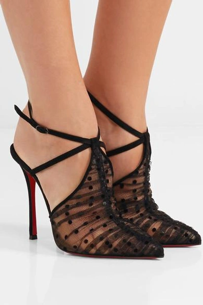 Shop Christian Louboutin Acide Lace 100 Flocked Tulle Pumps In Black