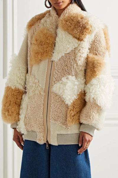 Shop Chloé Oversized Leather-trimmed Shearling And Alpaca Coat