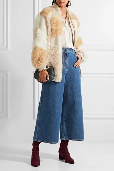 Shop Chloé Oversized Leather-trimmed Shearling And Alpaca Coat