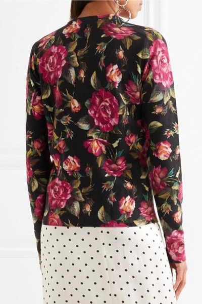 Shop Dolce & Gabbana Floral-print Cashmere Cardigan