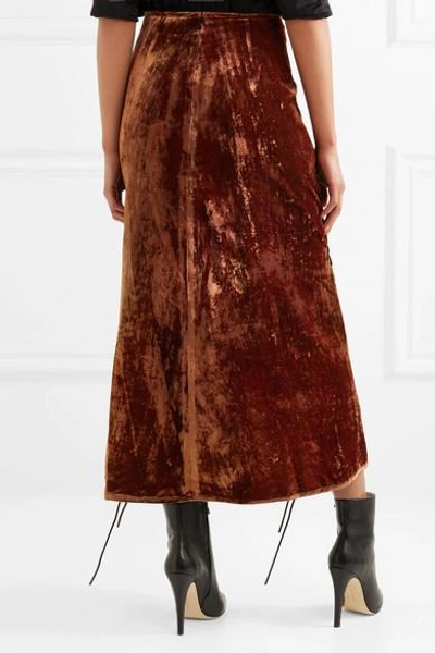 Shop Ellery The Blues Lace-up Crushed-velvet Midi Skirt