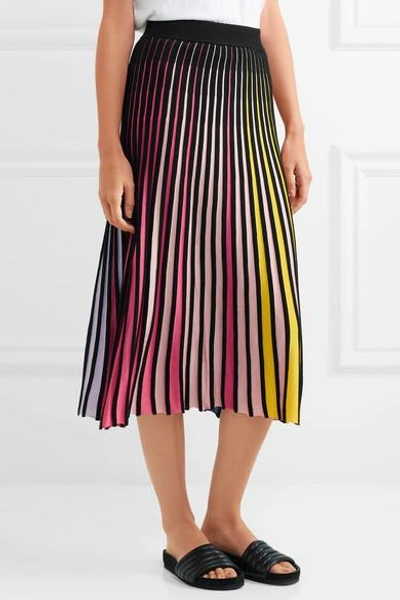 Shop Kenzo Ribbed Cotton-blend Midi Skirt