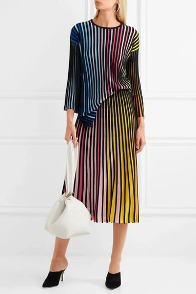 Shop Kenzo Ribbed Cotton-blend Midi Skirt