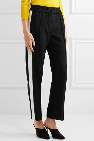 Shop Kenzo Striped Crepe Track Pants In Black