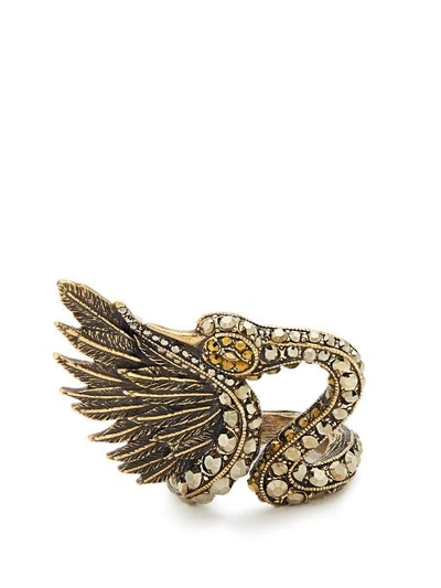 Lanvin Crystal-embellished Swan Ring In Gold | ModeSens