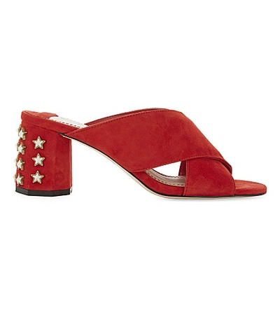 Sandro Alise Suede Heeled Mules In Red